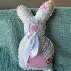 Vintage Quilted Fabric Bunny Pillow