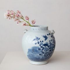 Vintage Reproduction Floral Stoneware Cachepot