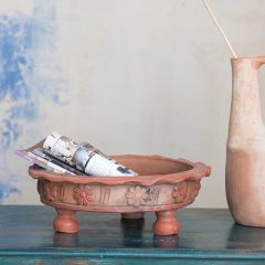 Vintage Reproduction Footed Terracotta Bowl