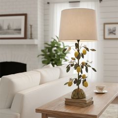 Vintage Reproduction Lemon and Leaves Lamp