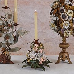 Vintage Reproduction Metal Floral Taper Holder