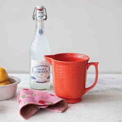 Vintage Reproduction Ribbed Orange Stoneware Pitcher
