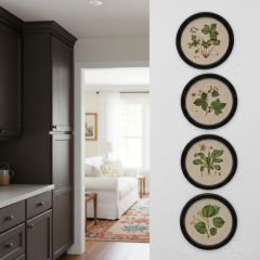 Vintage Reproduction Round Botanical Print Set of 4