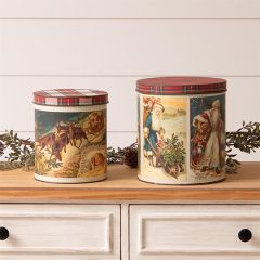 Vintage Santa Christmas Tin Set of 2