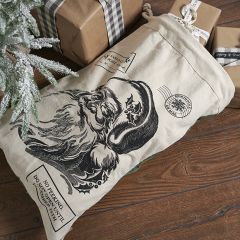 Vintage Santa Plaid Drawstring Bag