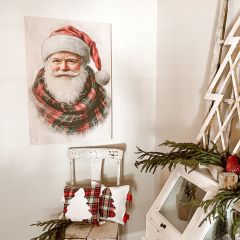 Vintage Scottish Santa Canvas Wall Art Style 1