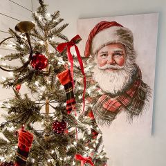 Vintage Scottish Santa Canvas Wall Art Style 2