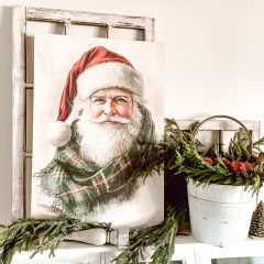 Vintage Scottish Santa Canvas Wall Art Style 3