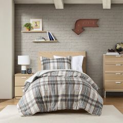 Vintage Shadow Plaid Duvet Cover and Shams Set