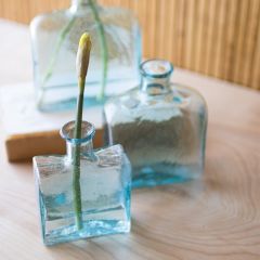 Vintage Square Glass Bud Vase Set of 3