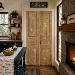 Vintage Stripped Pine Door Panel Set of 2