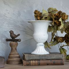 Vintage White Metal Urn Pot