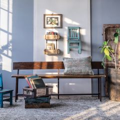 Vintage Wood and Metal School Bench | SHIPS FREE