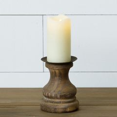 Vintage Wood Farmhouse Pillar Holder Set of 2