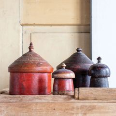 Vintage Wood Tika Pot