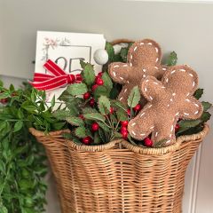 Vintage Wool Gingerbread Cookie Ornament Set of 3