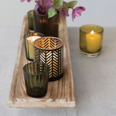 Votive Holder Collection on Wood Tray Arrangement