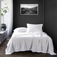 Waffle Weave White Cotton Coverlet