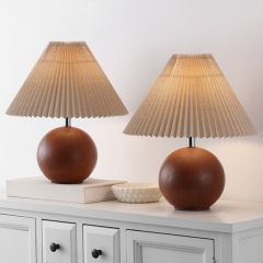Walnut Sphere Table Lamp Set of 2