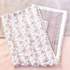 Warm Autumn Block Print Kantha Stitch Throw Blanket