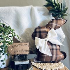 Warm Plaid Decorative Bunny Plushie