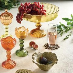 Warm Sunshine Fluted Glass Pedestal Stand