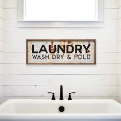 Wash Dry Fold Rusted Laundry Room Sign