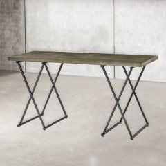 Washed Walnut Top Wood and Metal Table