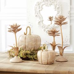 Washed Wood Decorative Pumpkins Set of 2