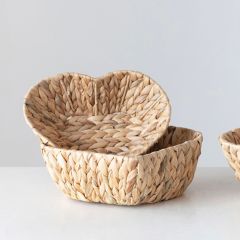 Water Hyacinth Heart Shaped Basket Set of 3