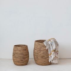 Water Hyacinth Woven Rope Basket Set of 2