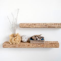 Water Hyacinth Woven Wall Shelf, 24 Inch