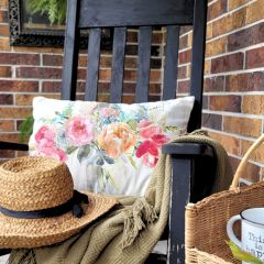 Watercolor Floral Accent Pillow