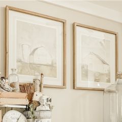 Watercolor Style Framed Barn Print Set of 2