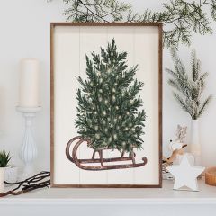 Watercolor Tree On Sled Left Framed Wall Art