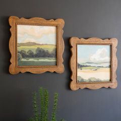 Wavy Framed Shades of Green Landscape Print Set of 2