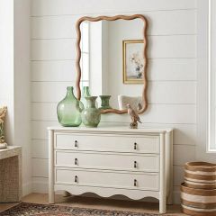 Wavy Wood Frame Wall Mirror