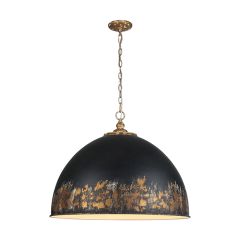 Weathered Black and Gold 8 Bulb Pendant Light