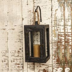 Weathered Black Wood Hanging Lantern