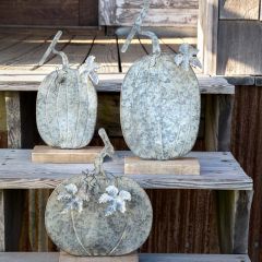 Weathered Decorative Tin Pumpkin Set of 3