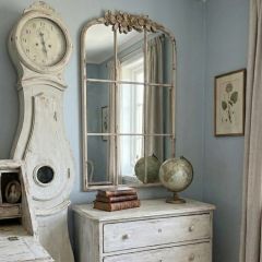 Weathered Floral Windowpane Mirror