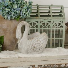 Weathered Gold and White Swan Planter