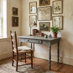 Weathered Grey Wood Writing Desk
