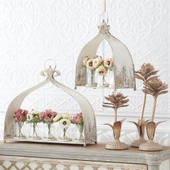 Weathered Hurricane Glass Candleholder Set of 2