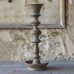 Weathered Iron Candlestick 14 Inch