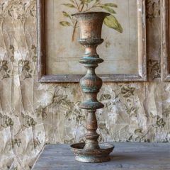Weathered Iron Candlestick 17 Inch