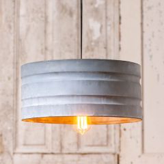 Weathered Metal Drum Pendant Light 15.5 Inch