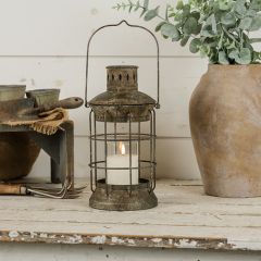 Weathered Metal Hanging Candle Lantern