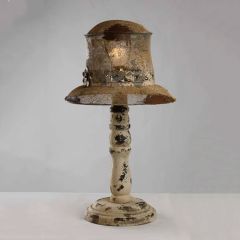 Weathered Metal Hat Table Lamp