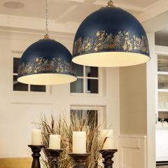 Weathered Navy and Gold 5 Bulb Pendant Light